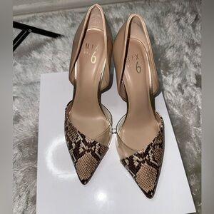 Mix No. 6 Brown Snake Print Heels with D'Orsay Design